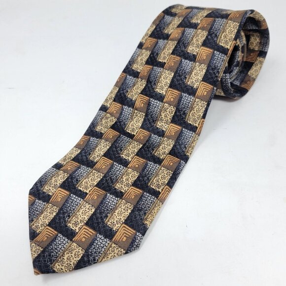 Ermenegildo Zegna 100%‎ Silk Geometric Patterned Tie Made In Italy - Picture 1 of 5